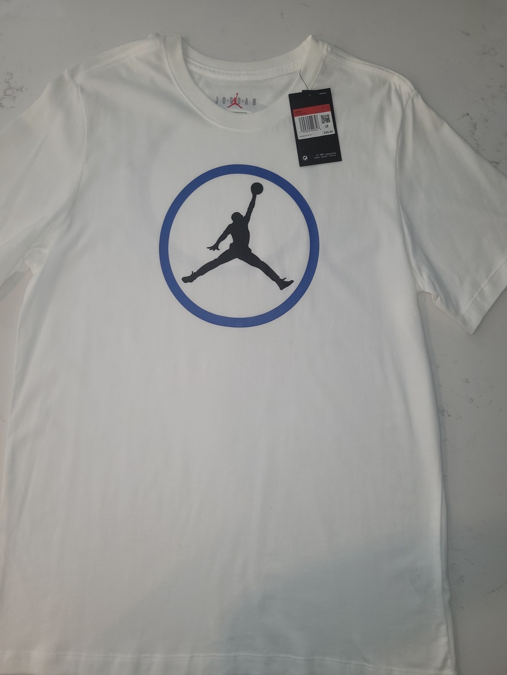Jordan Men’s White Jumpman Logo T-Shirt - Blue Accent